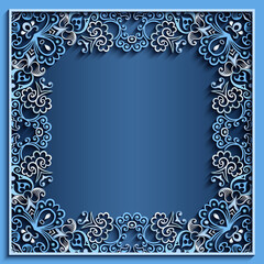 Abstract raster ornamental nature vintage frame.