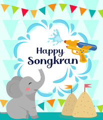 Happy Songkran festival Thailand beautiful design background, vector illustration