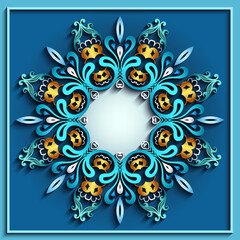 Abstract raster ornamental nature vintage frame.