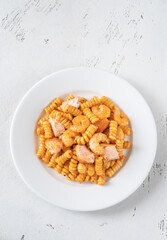 Bisque pasta with salmon