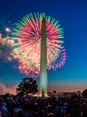 4th of July fireworks celebration in Washington Monument in Washington DC.