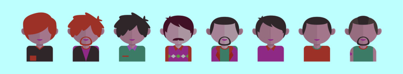 set of men cartoon icon design template with various models. vector illustration isolated on blue background