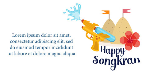 Happy Songkran festival Thailand beautiful design background, vector illustration