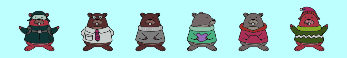 set of animals cartoon design template with various models. vector illustration isolated on blue background