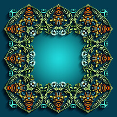 Abstract raster ornamental nature vintage frame.