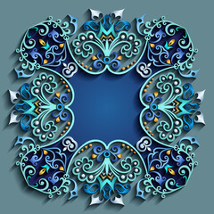 Abstract raster ornamental nature vintage frame.