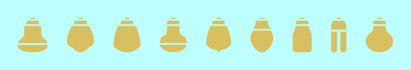 set of led light cartoon icon design template with various models. vector illustration isolated on blue background