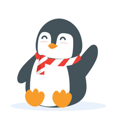 Cute Penguin animal sitting cartoon vector