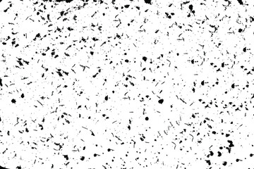 Grunge texture with small irregular specks, spots of different sizes, dirt, grain. Background with random debris particles. Vector illustration. Overlay Template.
