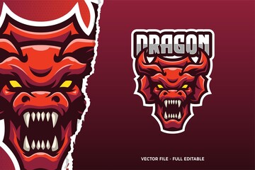 Red Dragon E-sport Game Logo Template