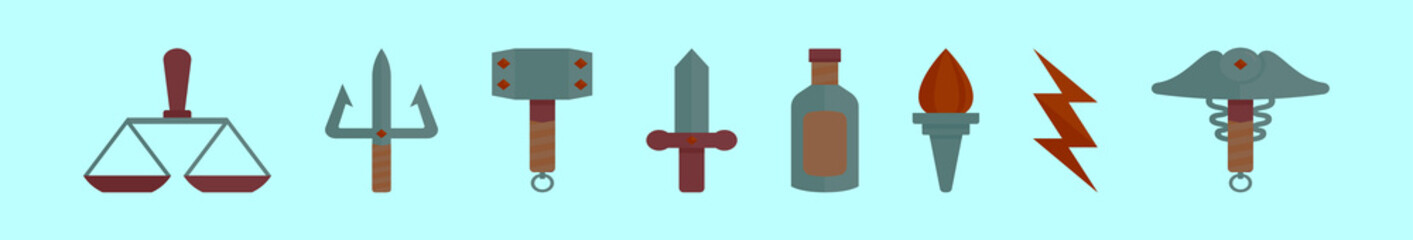 set of gods symbol cartoon design template with various models. vector illustration isolated on blue background