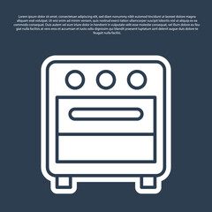 Blue line Oven icon isolated on blue background. Stove gas oven sign. Vector.