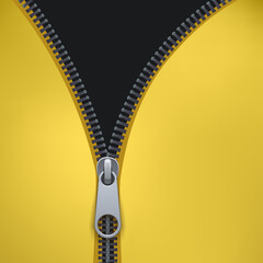 gray color zipper on yellow back textile © ifh85