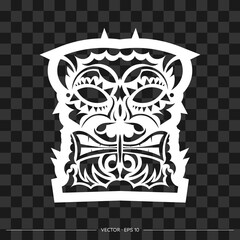 The face of a leader or tribal warrior from patterns. The contour of the face or mask of a warrior. Polynesian, Hawaiian or Maori patterns. For T-shirts and prints. Vector illustration.