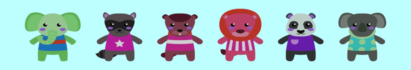 set of animals cartoon design template with various models. vector illustration isolated on blue background