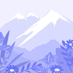 Landscape with mountains in purple tones