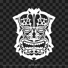 Polynesia mask. The contour of the face or mask of a warrior. For T-shirts and prints. Vector
