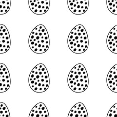Seamless pattern made from hand drawn Easter eggs illustration. Isolated on white background.