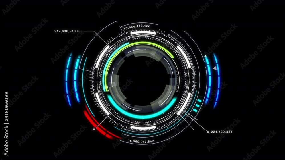 Poster circle hud head-up display interface with binary number 0 1 for technology cyber and futuristic conc