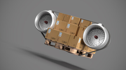schnelle Paket Lieferung per Luftpost. Paket mit Raketenantrieb