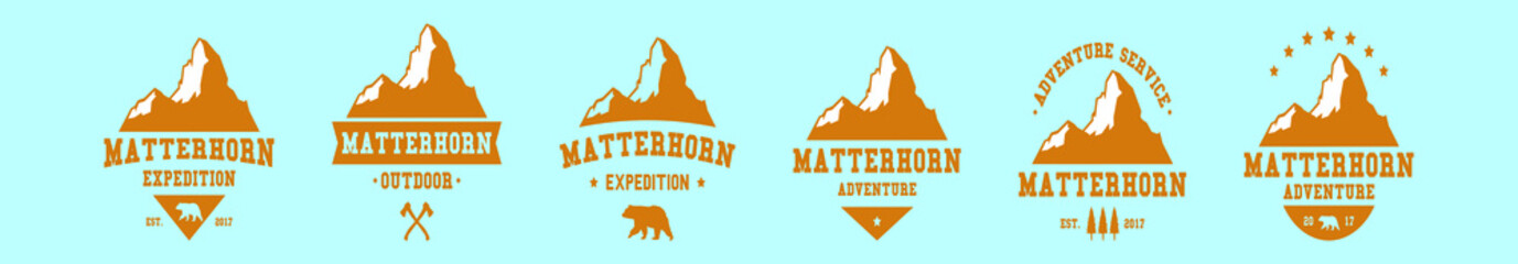 set of matterhorn cartoon icon design template with various models. vector illustration isolated on blue background