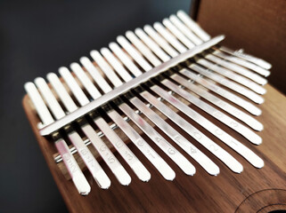 close up kalimba musical instrument, african musical instrument kalimba,