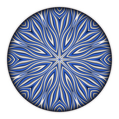 Raster modern paper cut floral round background.