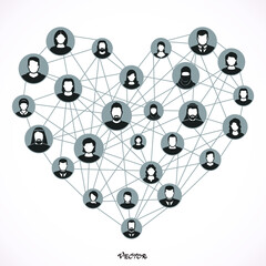 Social love: A heart made of icons to express love people in social media