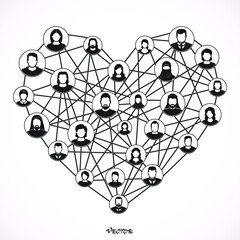 Social love: A heart made of icons to express love people in social media