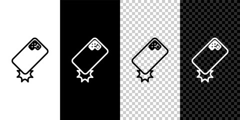 Set line Shockproof mobile phone icon isolated on black and white, transparent background. Vector.