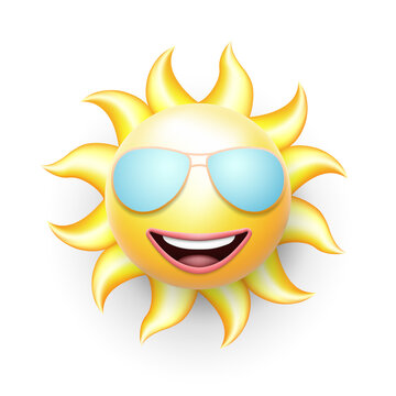 Smiley smiling sun in sunglasses.