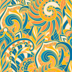 Seamless pattern with multicolor Paisley print
