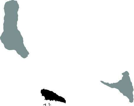 Black location map of the Comoran Mwali (Moh&eacute;li) island inside gray map of the Union of the Comoros