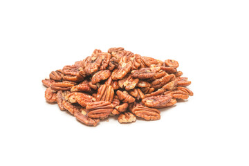 Pecan-nut isolated on white background. Top view.