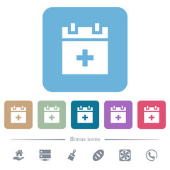 Fototapeta premium Add new schedule item flat icons on color rounded square backgrounds