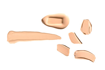 Liquid foundation swatch isolated on white background. Close Up of makeup cream sample.