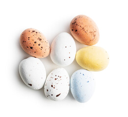 Chocolate easter eggs. Sweet candy eggs.