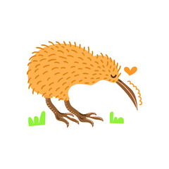 Hand drawn Kiwi bird. Flat modern illustration.