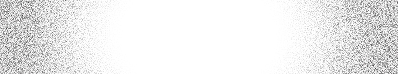 Dotwork pattern vector background. Black noise stipple dots. Sand grain effect. Black dots grunge banner. Abstract noise dotwork pattern. Gradient stipple circles. Stochastic dotted vector background.