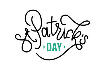 Calligraphy on St. patricks day greeting card with clover leafs