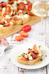 Italian bruschetta with tomatoes and mozzarella