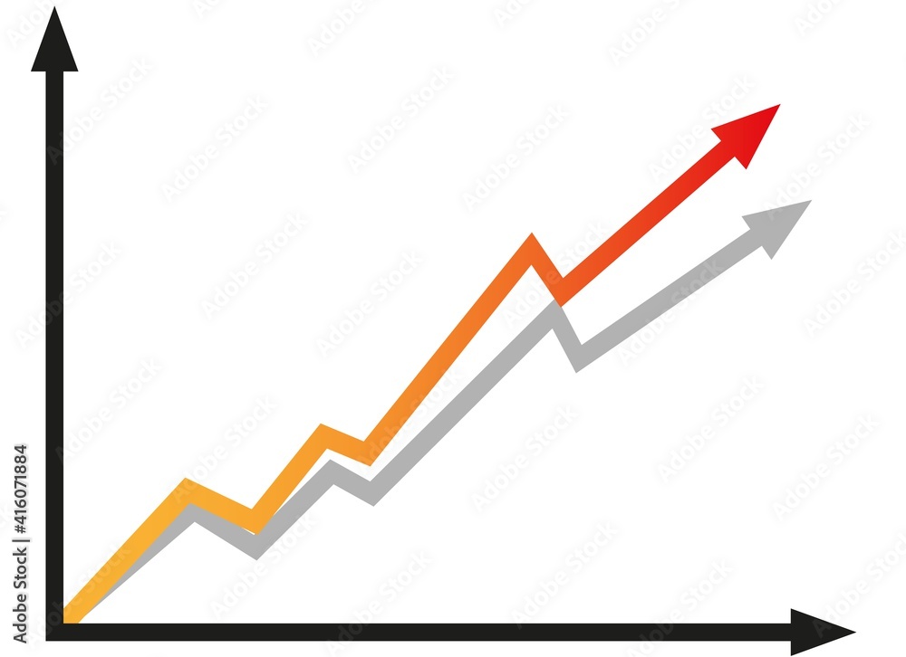 Poster graph with increase report. diagram with rise and gain progress. vector illustration