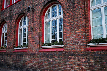 Fototapeta na wymiar old brick buildings of the former mining district of Silesia, Nikiszowiec, Katowice