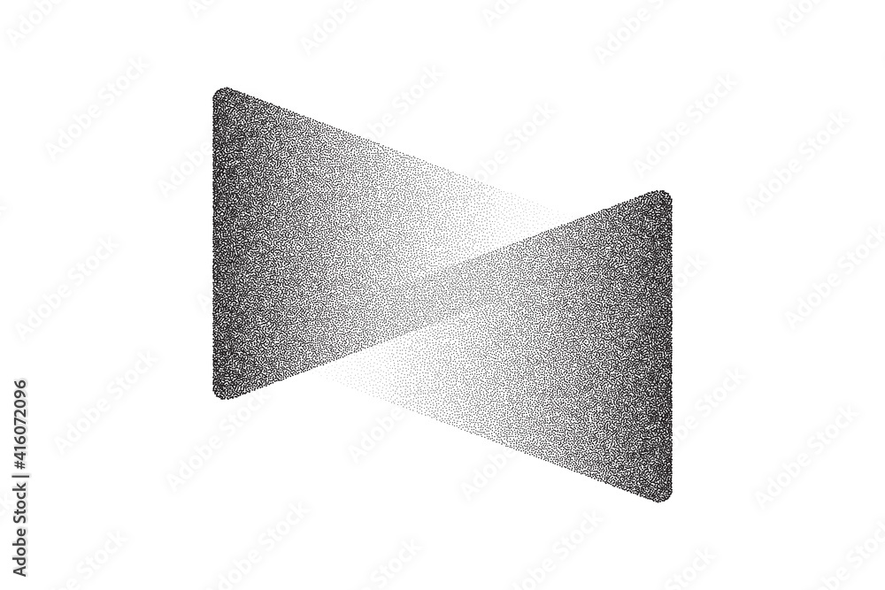 Poster dotwork arrows pattern vector background. sand grain effect. black noise stipple dots. abstract nois
