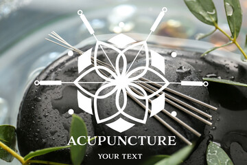 Advertisement poster of modern acupuncture center - obrazy, fototapety, plakaty