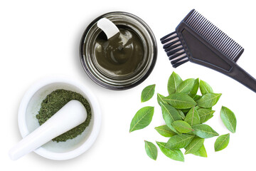 Fresh and dried Henna leaf, Herbal Henna hair dye powder. Natural product for organic hair...