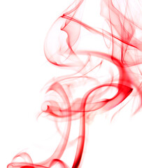 swirling movement of red smoke group, abstract line Isolated on white background