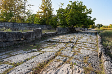 Part of the main street of the archaeological site of Dion in northern Greece