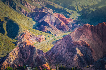 Colored landscape in Purmamarca, Jujuy Argentina