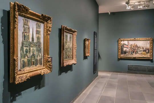 Interior of Paris Orangerie Museum (Musee De L'orangeri, 1852) - art gallery of impressionist and post-impressionist paintings. PARIS, FRANCE. April 2, 2016.